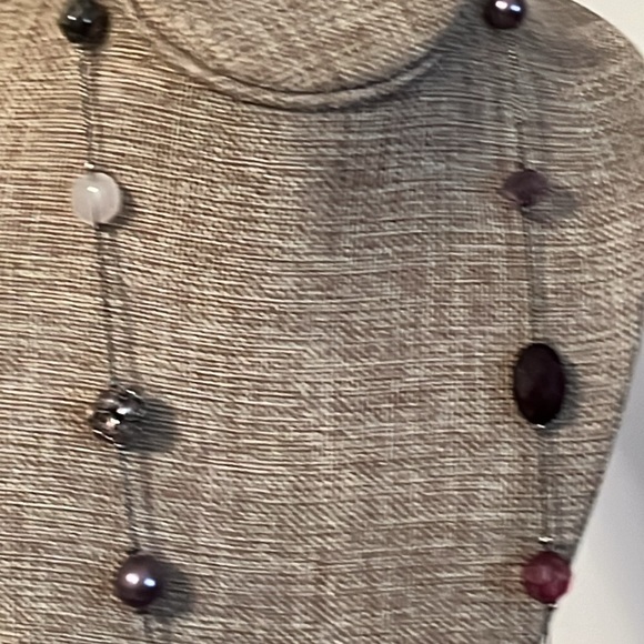 Purple and gunmetal necklace, unmarked - Picture 2 of 8